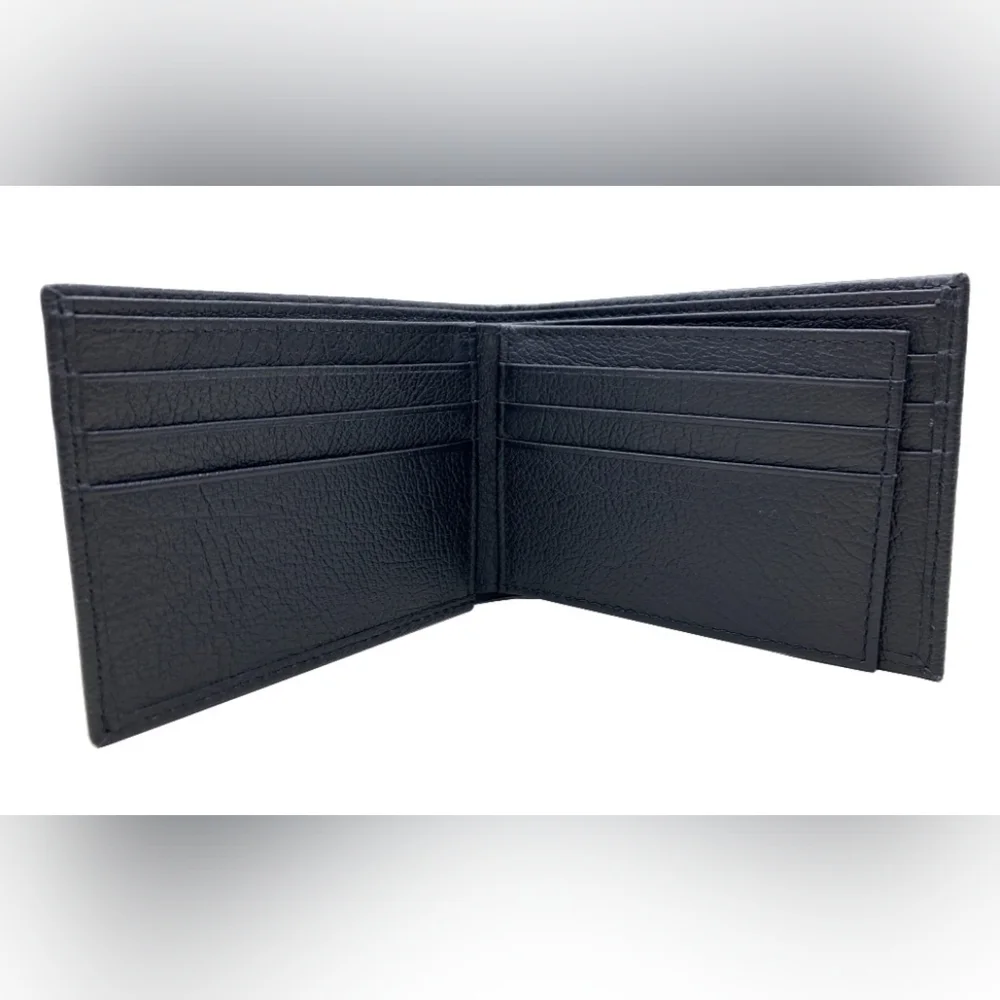 NWT George Men's Genuine American Bison Leather Black Bi-fold Wallet - Picture 3 of 6